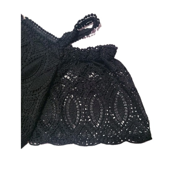 White House Black Market Off Shoulder‎ Crochet Lace Mini Dress Women's 2 Black - Picture 4 of 8